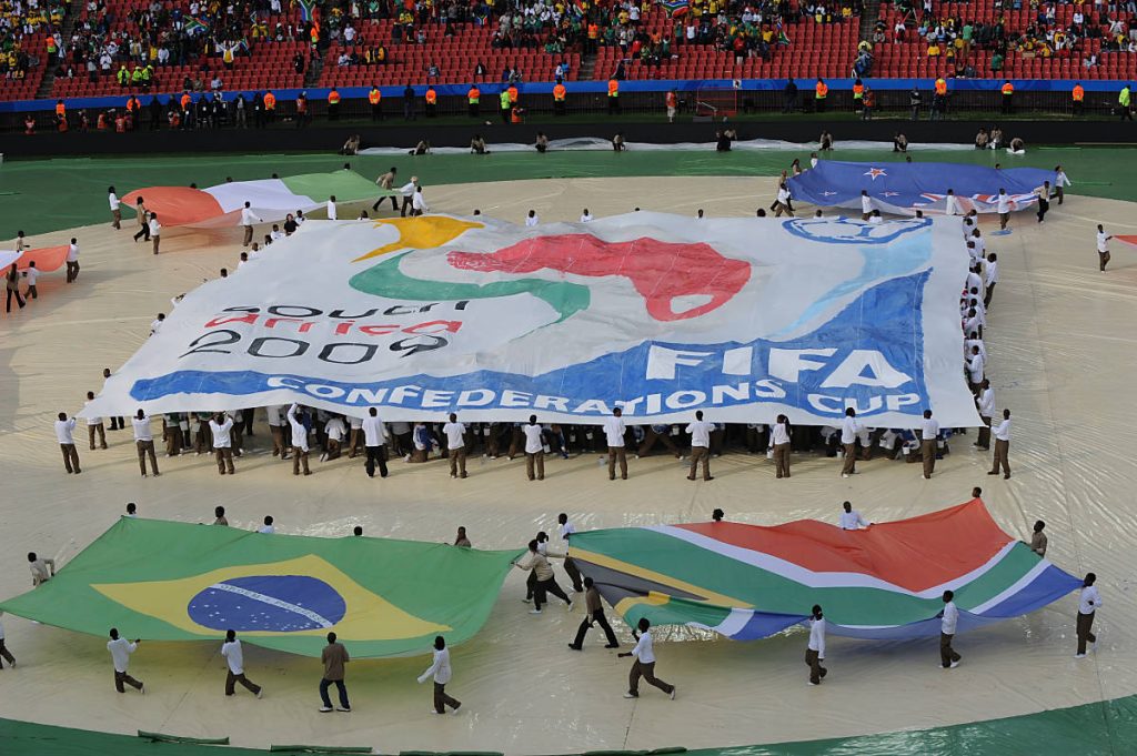 Die Eröffnungsfeier des FIFA Confederations Cup 2009 im Ellis Park stadium in Johannesburg am 14.Juni 2009. AFP PHOTO / VINCENZO PINTO