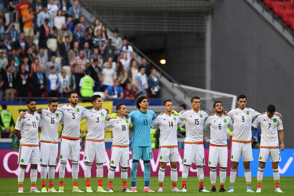 Die mexikanische Nationalmannschaft vor dem Länderspiel gegen Portugal, welches mit einem 2:2 Unentschieden endet. Mexiko kommt zwei Mal nach Rückstand zurück, der 2.Ausgleichstreffer fällt erst in der Nachspieltzeit. (Foto AFP)