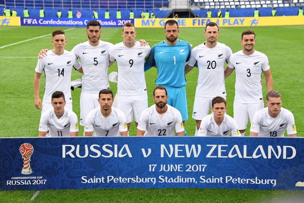 Die Startaufstellung der All-Whites gegen Russland am 17.06.2017 (Foto AFP)