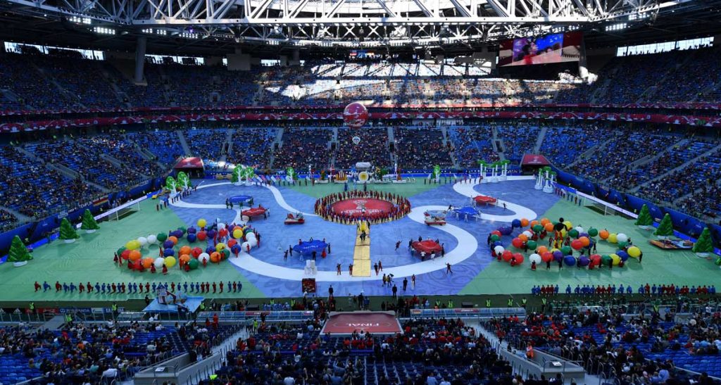 Die Schlußfeier des Confed Cups 2017 im Saint Petersburg Stadium in Saint Petersburg am 2.Juli 2017. / AFP PHOTO / Yuri CORTEZ